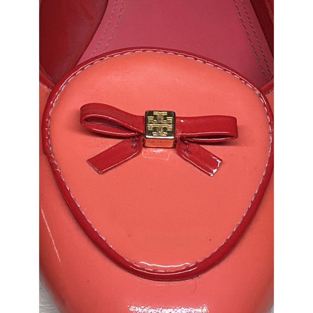 TORY BURCH Dakota LOAFER Rose Pink Lobster Red Ballet PATENT LEATHER Sz 6.5 - Picture 4 of 9
